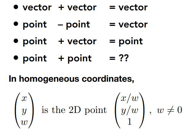 点和向量的齐次坐标不同的原因